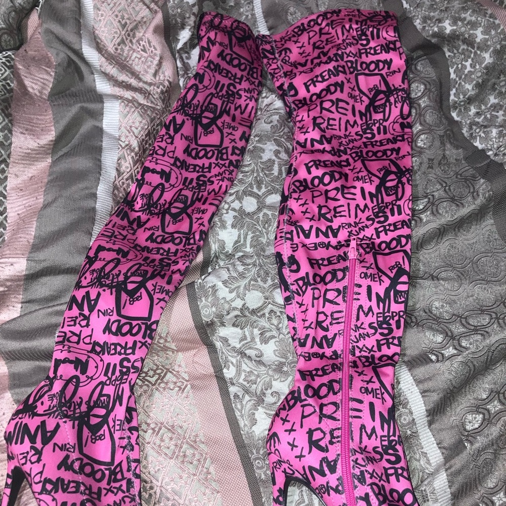 Graphic Heel Boots , Only Wore Once ! - image 1